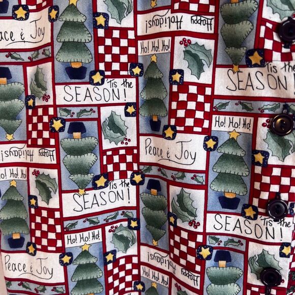 Robyn Lyn VTG Christmas VEST Mixed Print Happy Holidays Novelty Size L/XL Cotton - Picture 6 of 10